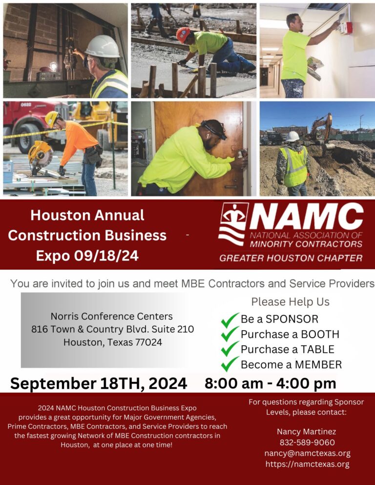 Houston Annual Construction Business Expo Hosted by Greater Houston Chapter of the National Association of Minority Contractors