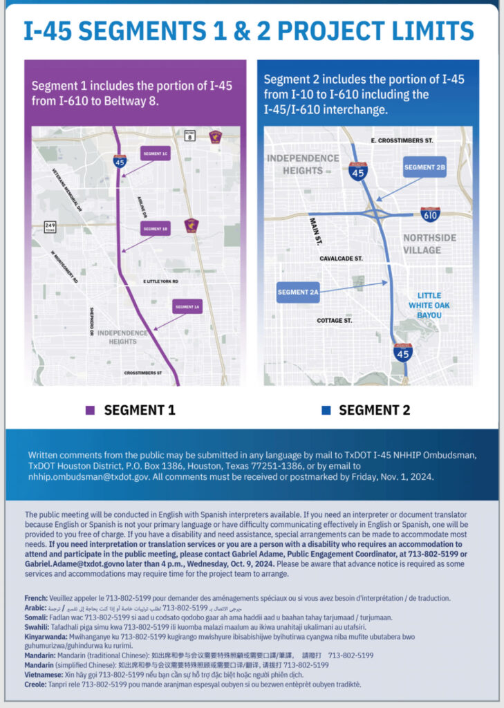 I-45 NHHIP Segment 1 & 2 Public Meetings