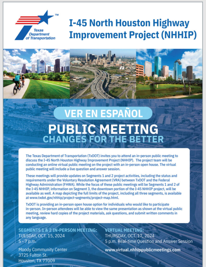 I-45 NHHIP Segment 1 & 2 Public Meetings