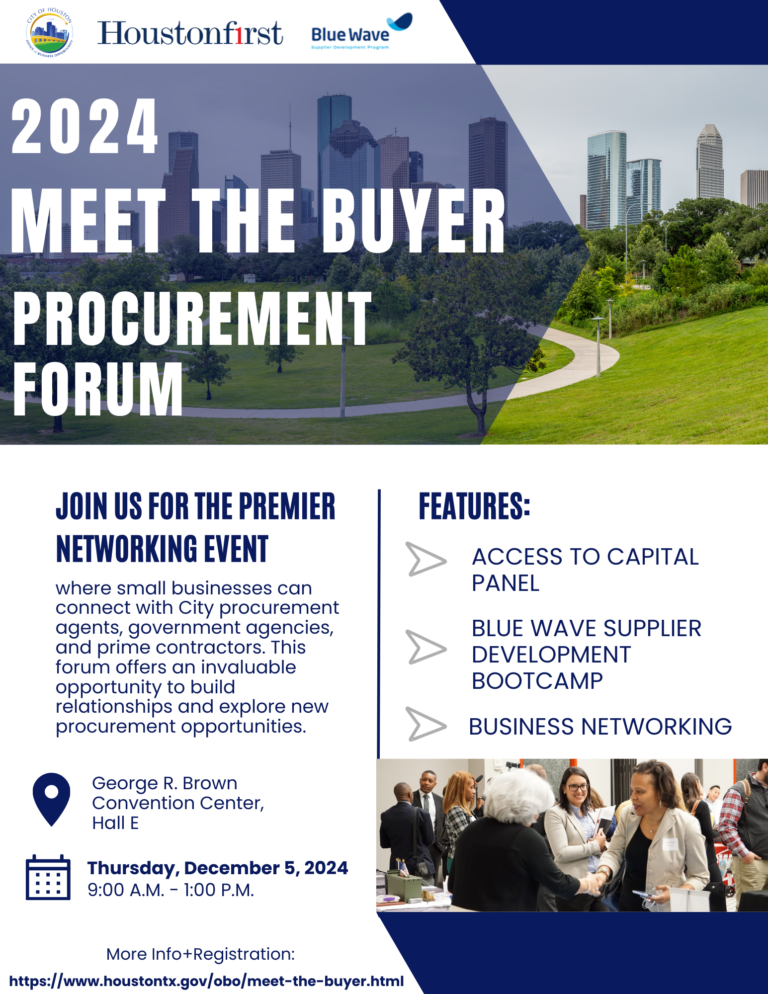 City of Houston’s Office of Business Opportunity’s Meet the Buyer Procurement Forum (MTB)