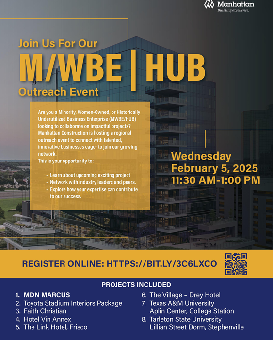 Manhattan Construction Company Join Us For Our MWBE HUB Outreach Event