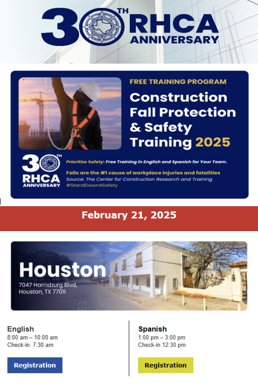 30th RHCA Anniversary Construction Fall Protection & Safety Training 2025