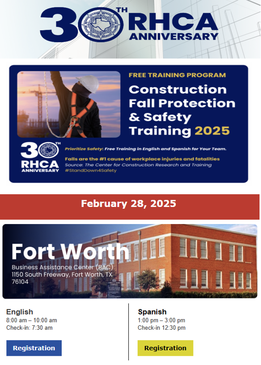 30th RHCA Anniversary Construction Fall Protection & Safety Training 2025