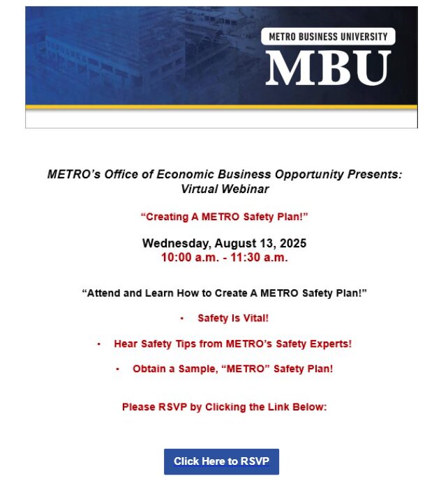 METRO's Office of Economic Business Opportunity - Creating A METRO Safety Plan