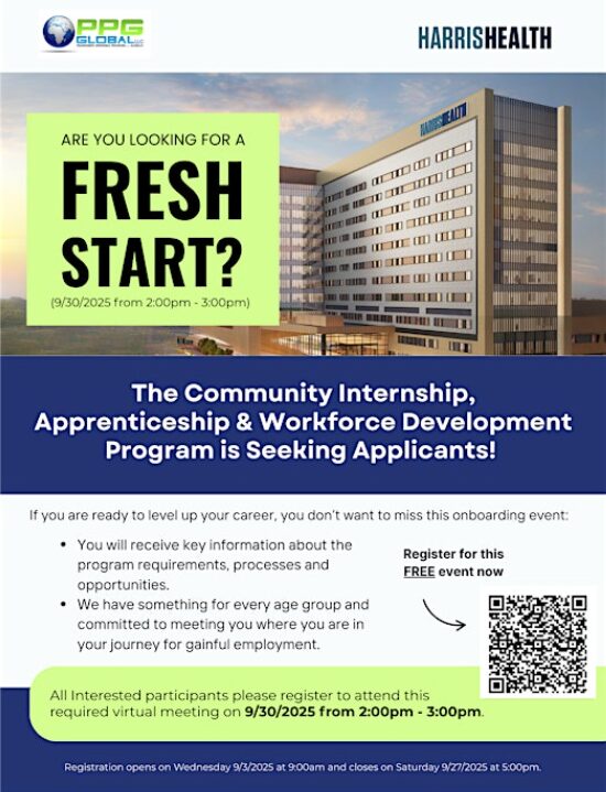 Virtual Event - HarrisHealth - Kickstart Your Career: Internships & Apprenticeships That Open Doors 1 Harris Health - The Community Internship, Apprenticeship & Workforce Development Program