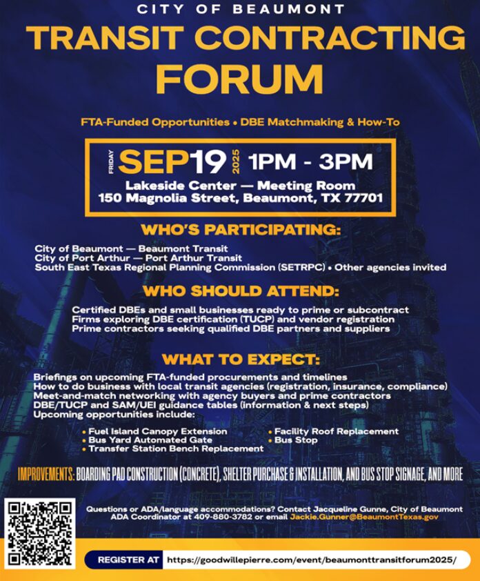 BEAUMONT, TX – TRANSIT CONTRACTING FORUM 1 City of Beaumont Transit Contracting Forum