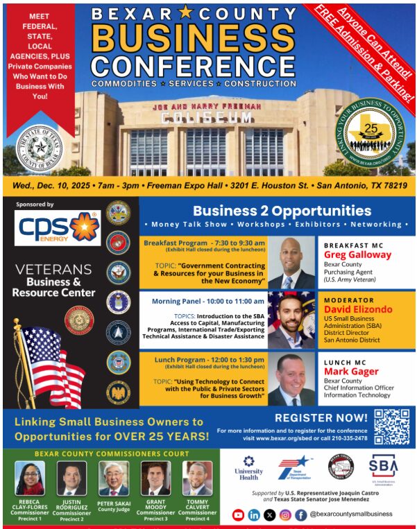 San Antonio, TX - 2025 Bexar County Business Conference: Registration NOW OPEN! 1 2025 Bexar County Business Conference - Registration OPEN