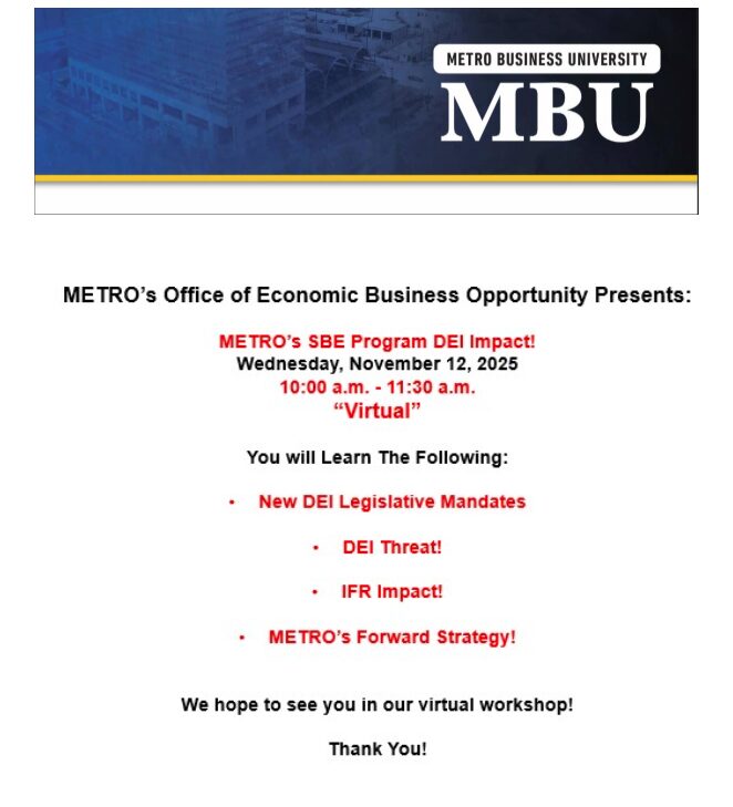 METRO'S SBE Program DEI Impact!