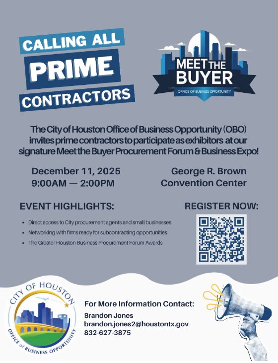 Houston, TX - Calling All Prime Contractors: Exhibit at Meet the Buyer 2025! 1 Calling All Prime Contractors: Exhibit at Meet the Buyer 2025