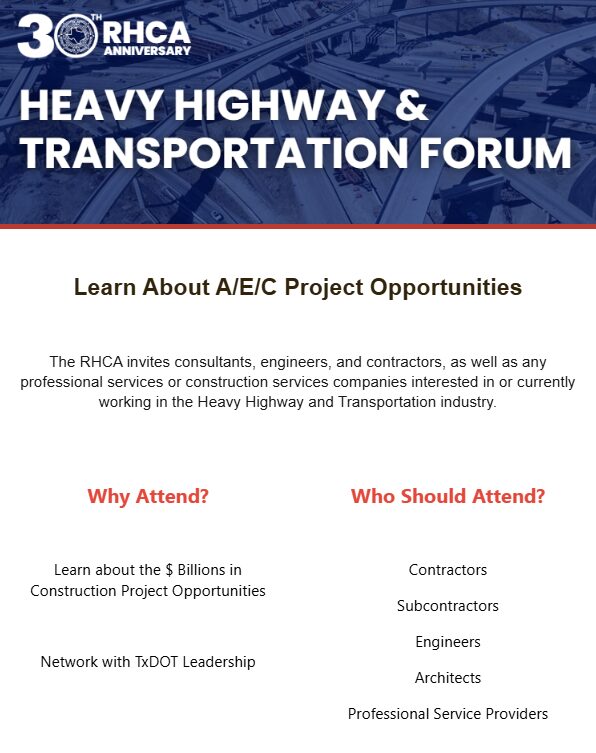 Austin, TX - RHCA Heavy Highway & Transportation Forum 1 RHCA Heavy Highway & Transportation Forum