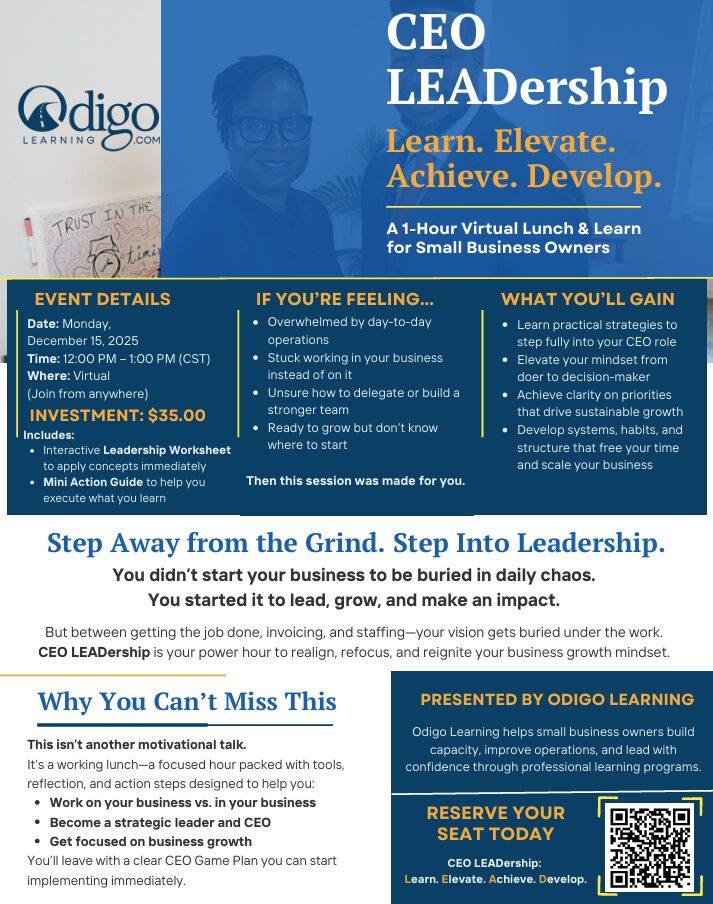 Odigo Learning - CEO Leadership. Learn. Elevate. Achieve. Develop.