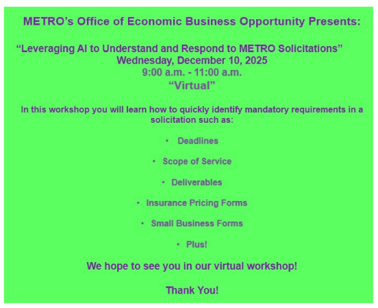 METRO - Leveraging AI to Understand and Respond to METRO Solicitations