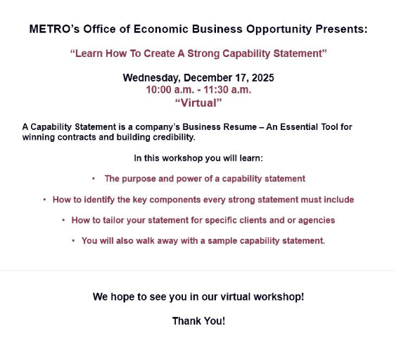 METRO - Learn How To Create A Strong Capability Statement