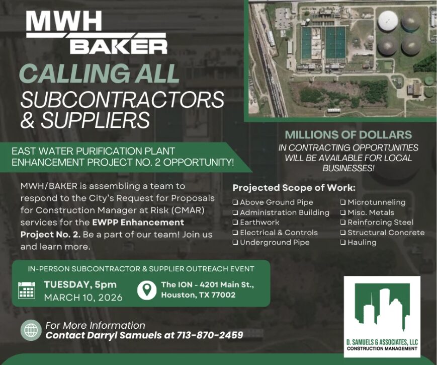 Houston, TX - NAMC MWH Baker Calling All Subcontractors & Suppliers 1 NAMC - MWH Baker Calling All Subcontractors & Suppliers