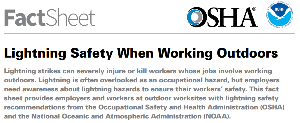 OSHA Warns of Lightning Safety Risks for Outdoor Workers 3 OSHA Warns of Lightning Safety Risks for Outdoor Workers 3