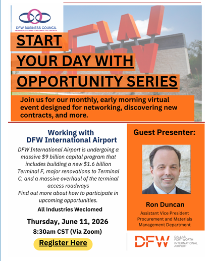 VIRTUAL- DFW BUSINESS COUNCIL PRESENTS- WORKING WITH DFW INTERNATIONAL AIRPORT 1 DFW AIRPORT CAPACITY BUILDING SEMINAR