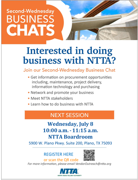 PLANO, TX- NTTA PRESENTS: SECOND-WEDNESDAY CHATS 1 NTTA PRESENTS - SECOND-WEDNESDAY BUSINESS CHATS