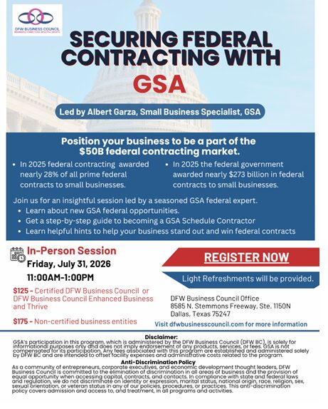 DALLAS, TX- DFWBC PRESENTS: SECURING FEDERAL CONTRACTING WITH GSA 1 SECURING FEDERAL CONTRACTING WITH GSA