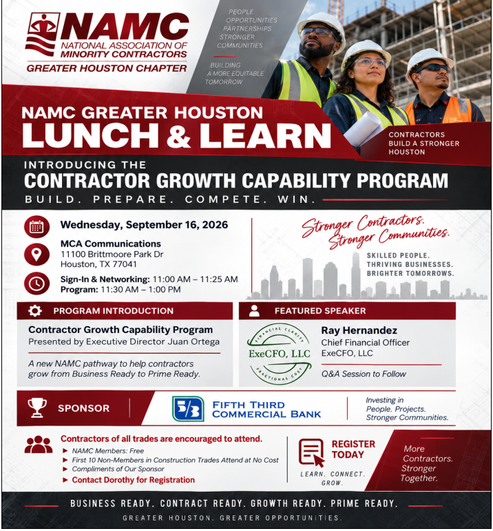 HOUSTON, TX- Contractors — Position Your Company to Move from Business Ready to Prime Ready